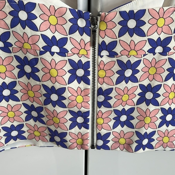 NWOT Nicole Miller Collection Linen Blend Daisy Crop Tank Top Lined, Size L - Picture 7 of 9
